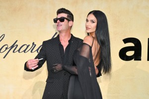 Robin Thicke, April Love Geary at amfAR Gala Cannes 2025 during the 78th Cannes Film Festival at Hotel du Cap-Eden-Roc on May 22, 2025 in Antibes, France.