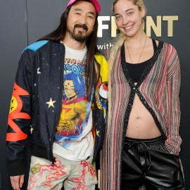 NEW YORK, NEW YORK - MAY 12: (L-R) Steve Aoki and Sasha Sofine attend the Amazon 2025 Upfront at Beacon Theatre on May 12, 2025 in New York City. (Photo by Dia Dipasupil/Getty Images)