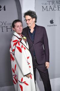 Joel Coen and Frances McDormand at the premiere of Apple TV's 'The Tragedy of Macbeth' at the Director's Guild of America in Los Angeles, California on December 16, 2021.