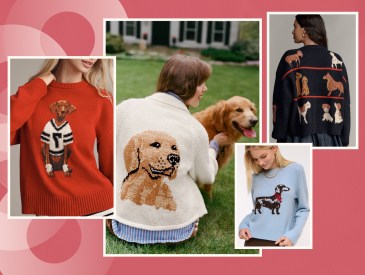 anthropologie, Abercrombie, dog icon sweaters, dog-inspired sweaters, fall trends 2025