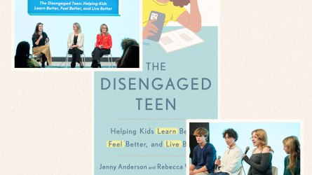 The Disengaged Teen book cover and event photos.