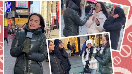 Ivy Becker interviewing teens