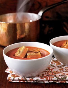 soup, appetizer entree, main, tomato soup with grilled cheese croutons