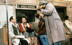 SEINFELD, from left: Jason Alexander, Julia Louis-Dreyfus, Daryl Keith Roach (as Blind Violinst / Cop), The Subway, (Season 3, ep. 313, aired Jan 6, 1992). photo: Gino Mifsud / ©Castle Rock Entertainment / Courtesy Everett Collection
